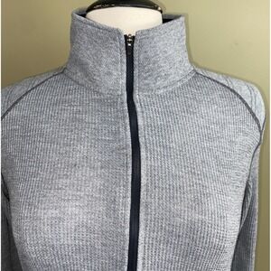 ExOfficio Sweater Womens Large Gray 1/2 Zip Waffle Knit Poly/Soybean Blend